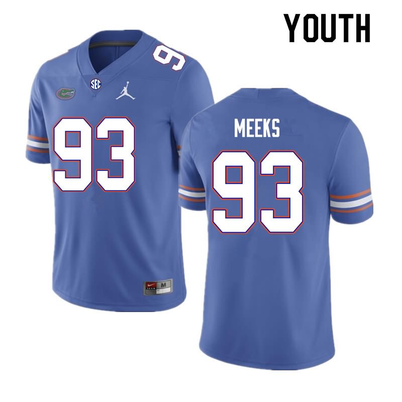 NCAA Florida Gators Dylan Meeks Youth #93 Nike Royal Stitched Authentic College Football Jersey MFC6864US